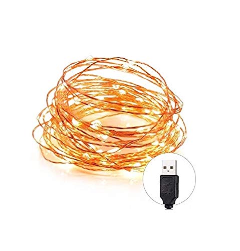 Tu Casa DW-440 USB LED Copper Fairy Lights | 10 Meters 100 LED Bulbs | Waterproof Decorative String Lights | Warm White Nickel Finish | Home Decor, Bedroom, Party, Festival Lighting - Image 2