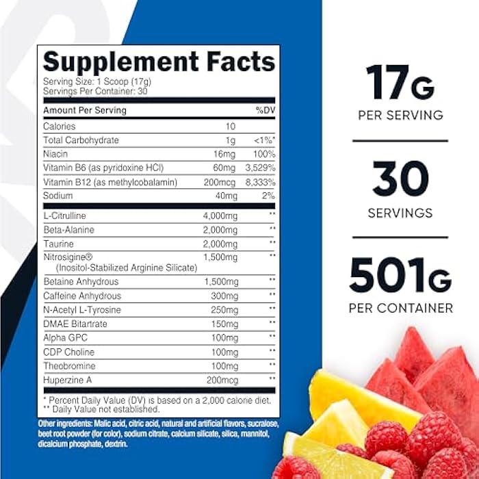 Nutricost Pre-X Xtreme Pre-Workout Complex Powder, Fruit Punch, 30 Servings, Vegetarian, Non-GMO and Gluten Free - Image 2