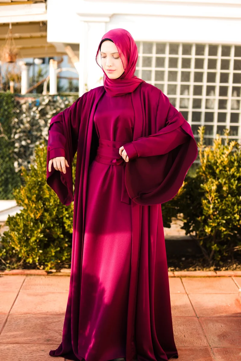 Harika Wear Wonderful Wear Dark Fuchsia Silk Abaya