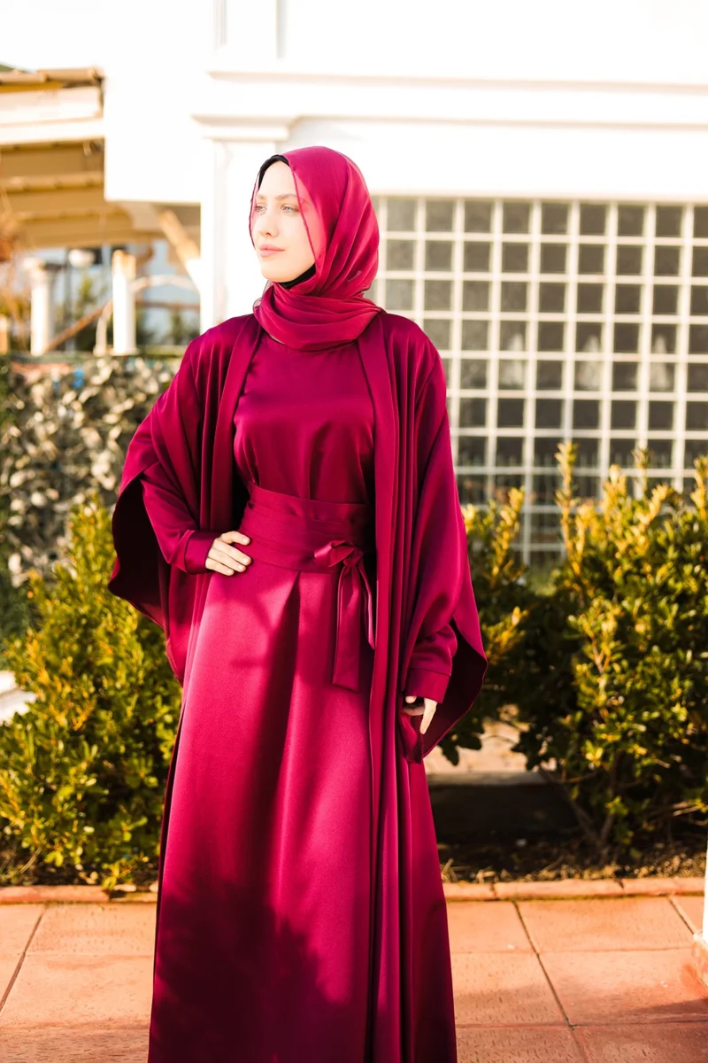 Harika Wear Wonderful Wear Dark Fuchsia Silk Abaya