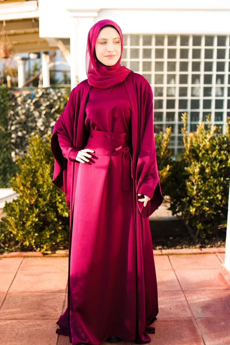 Harika Wear Wonderful Wear Dark Fuchsia Silk Abaya