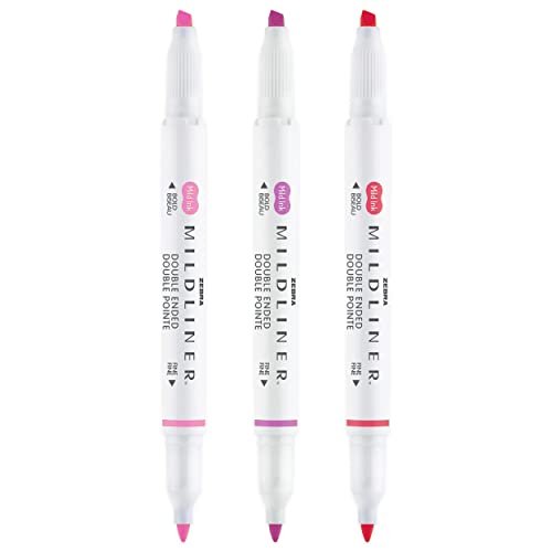 Zebra Pen Zebra Mildliner Creative Marker Highlighter Pens Double Ended Chisel Bullet Tip Pink Set of 3 - Image 1