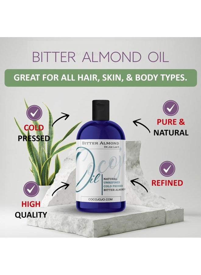 Dr Joe Lab - Bitter Almond Oil - 16 oz - Pure, All Natural, Non GMO, Carrier Oil - for Skin, Hair, Body, Nails, Face, Arms & Legs - Hydrates, Nourishes, Moisturizes - Image 1