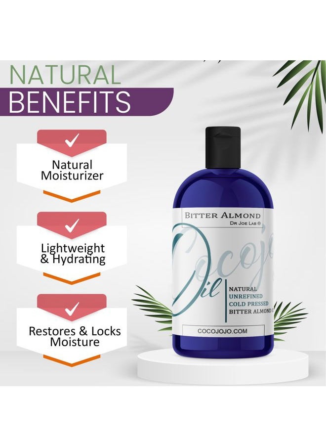 Dr Joe Lab - Bitter Almond Oil - 16 oz - Pure, All Natural, Non GMO, Carrier Oil - for Skin, Hair, Body, Nails, Face, Arms & Legs - Hydrates, Nourishes, Moisturizes - Image 1