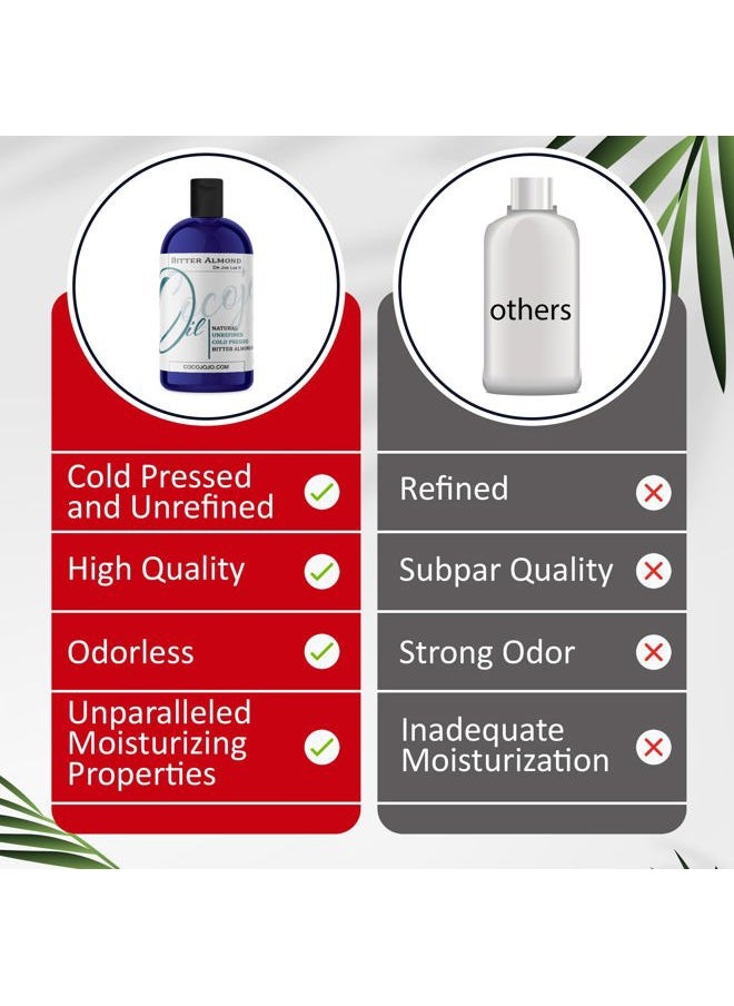 Dr Joe Lab - Bitter Almond Oil - 16 oz - Pure, All Natural, Non GMO, Carrier Oil - for Skin, Hair, Body, Nails, Face, Arms & Legs - Hydrates, Nourishes, Moisturizes - Image 1