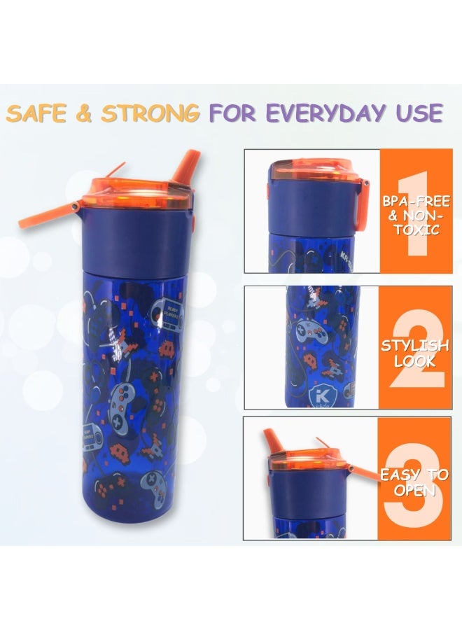 i-kola AMES BLUE 750 ML Kids Water Bottle for School | BPA-Free Plastic Water Bottle for Boys & Girls | Leakproof, Unbreakable, Easy to Drink, Quick Open Lock (TS-9211 B 3) - Image 3