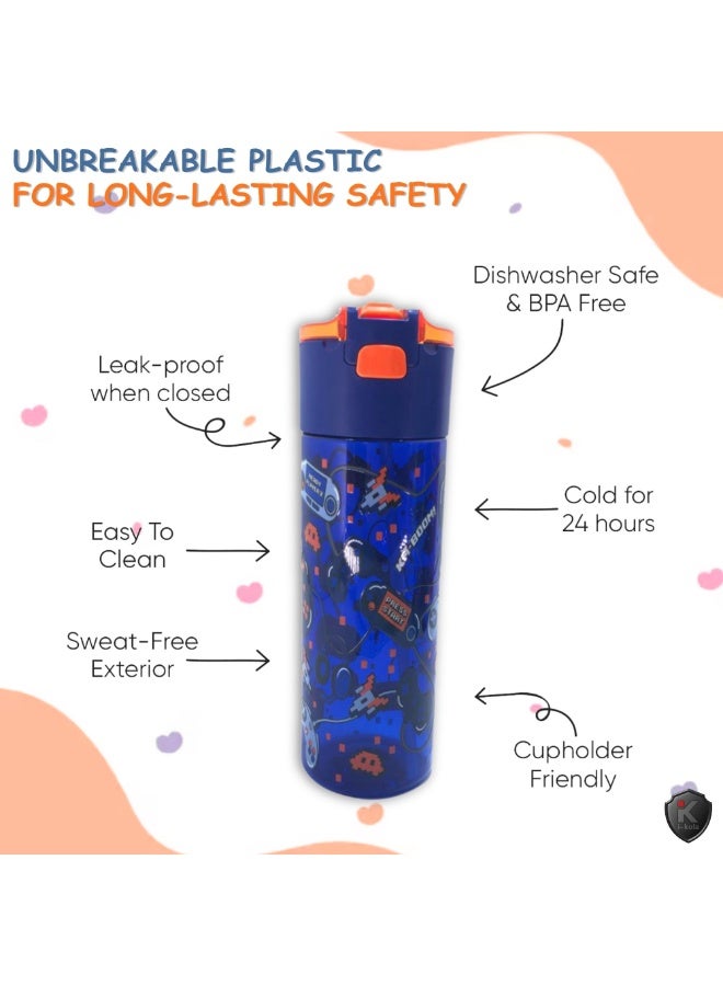i-kola AMES BLUE 750 ML Kids Water Bottle for School | BPA-Free Plastic Water Bottle for Boys & Girls | Leakproof, Unbreakable, Easy to Drink, Quick Open Lock (TS-9211 B 3) - Image 4