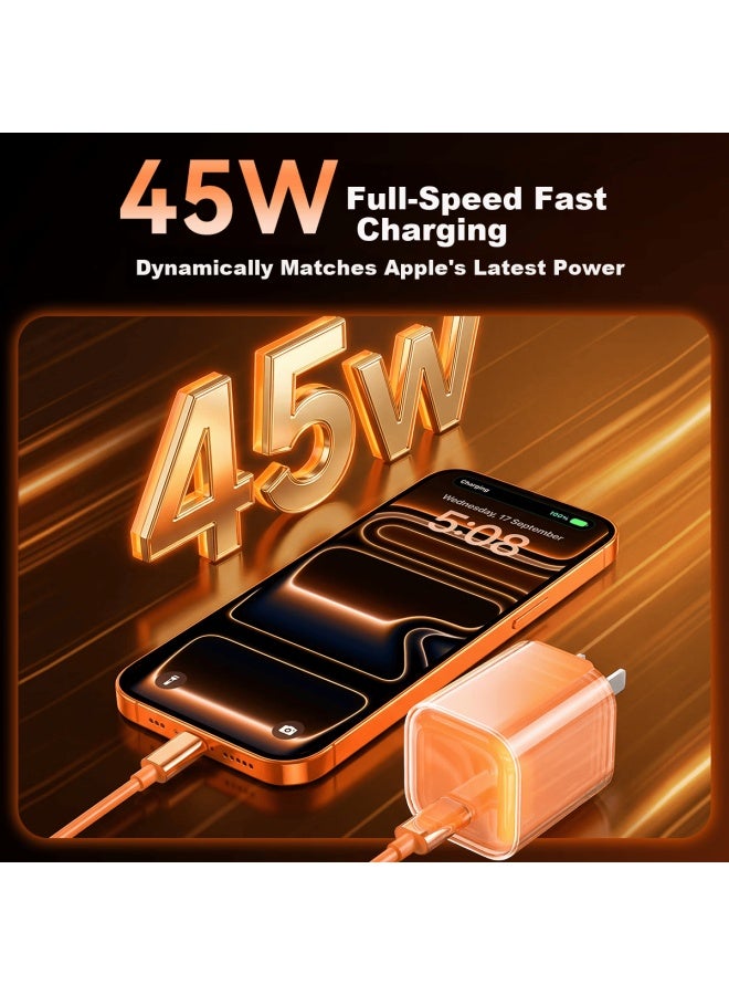 Witgoer Apple 17 Charger 45w Gan Fast Charging Adapter Dynamic Power Type-c For Iphone 17 16 15 Pro Max Air Ipad 40w