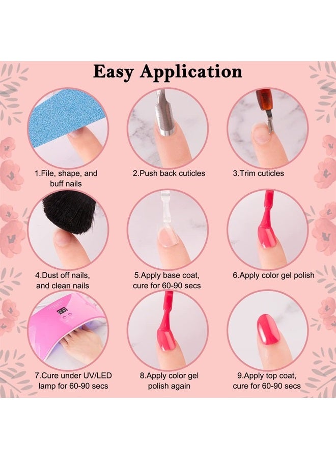 Lavender Violets 27+3 Colors Gel Nail Polish Kit with UV Light 24W Nail Dryer Pink Brown White Gel Nail Polish Set, Soak Off Base and Top Coat, Nail Tool, French Nail Art Starter Kit Gift R974 - Image 3