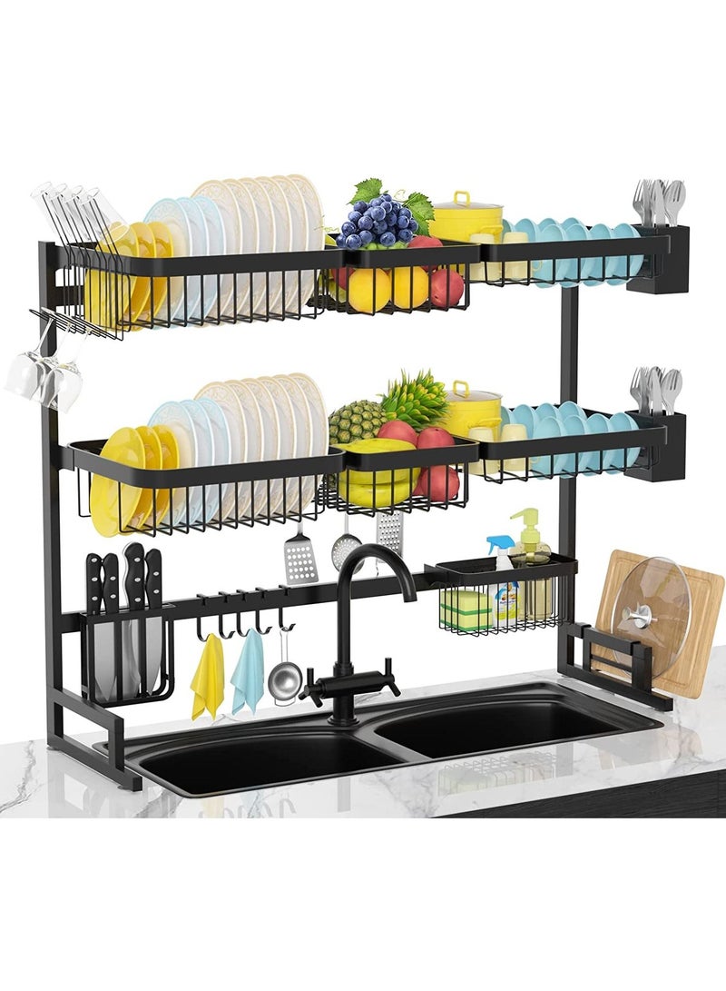 DubaiGallery 3 Layer Stainless Steel Kitchen Rack Dish Organizer Drying Rack Above Sink Drain Rack Kitchen Storage Countertop Utensil Holder - Image 1