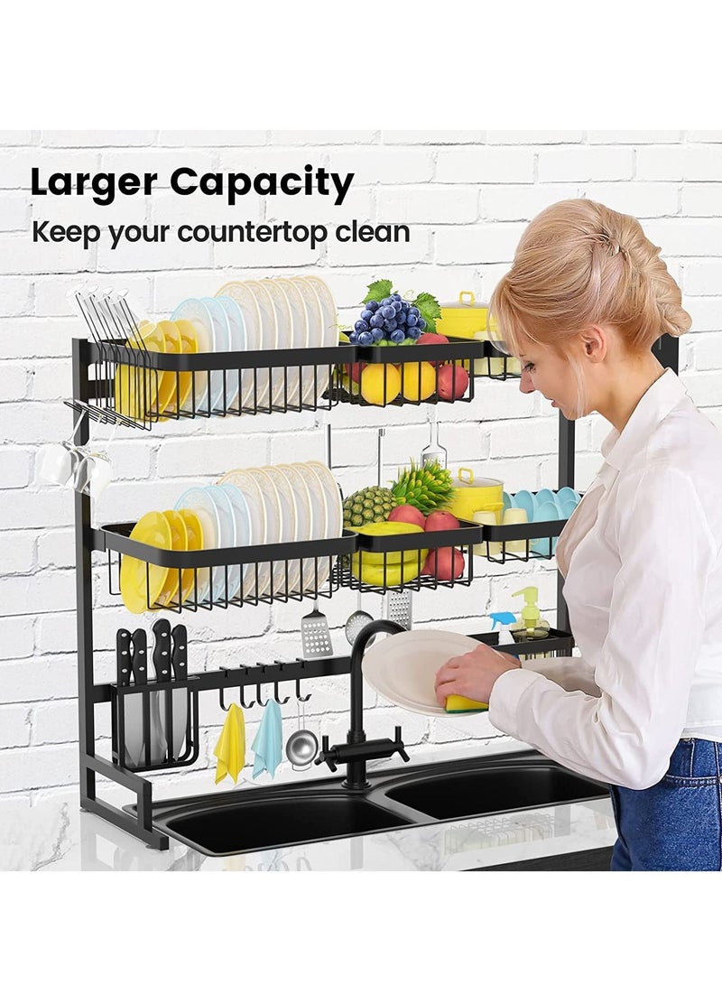 DubaiGallery 3 Layer Stainless Steel Kitchen Rack Dish Organizer Drying Rack Above Sink Drain Rack Kitchen Storage Countertop Utensil Holder - Image 2