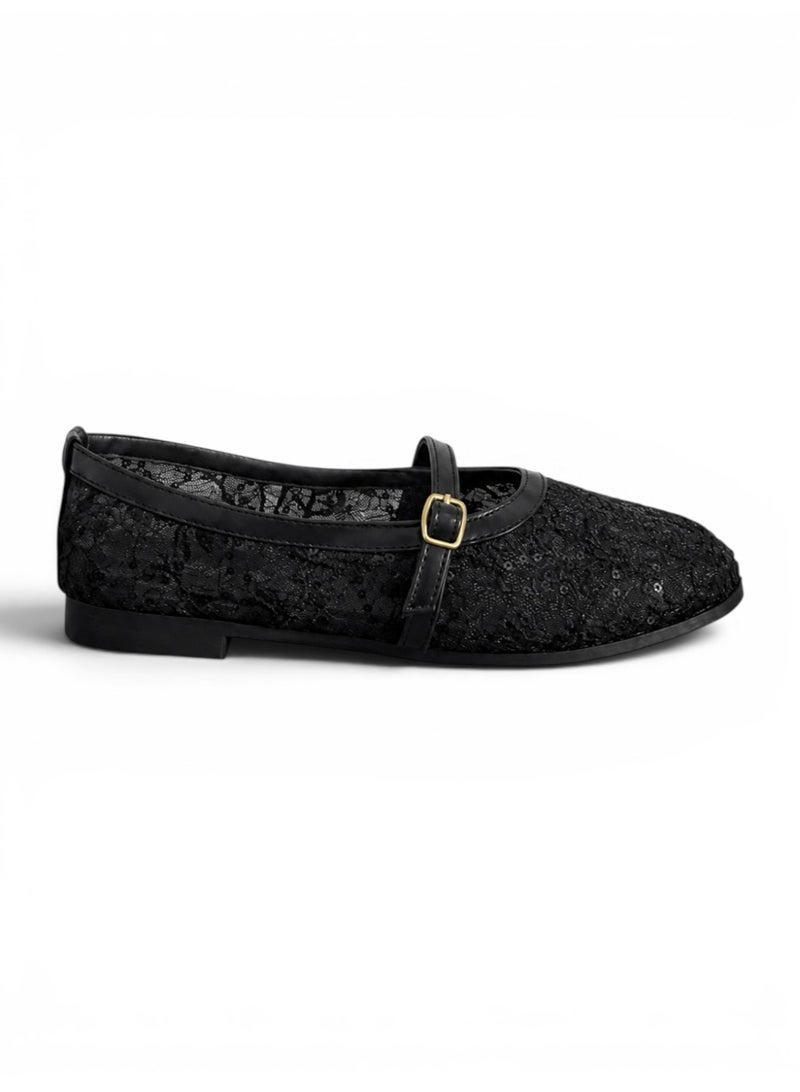 LIFESTYLISH Ballerina flats fabric embroidered BF-811 - Black - Image 2