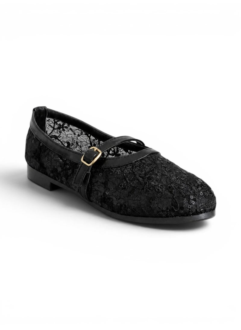 LIFESTYLISH Ballerina flats fabric embroidered BF-811 - Black - Image 3