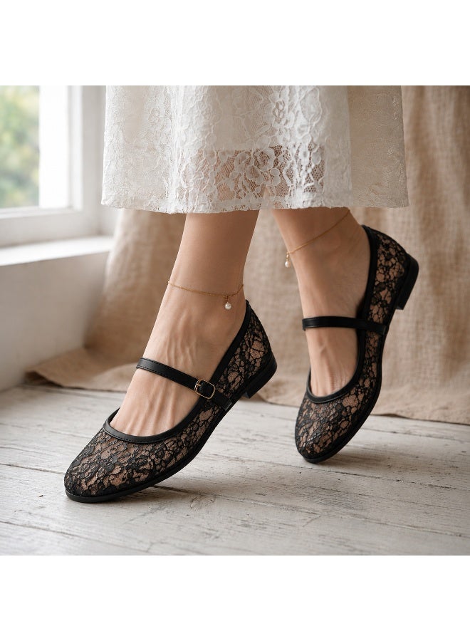 LIFESTYLISH Ballerina flats fabric embroidered BF-811 - Black - Image 4