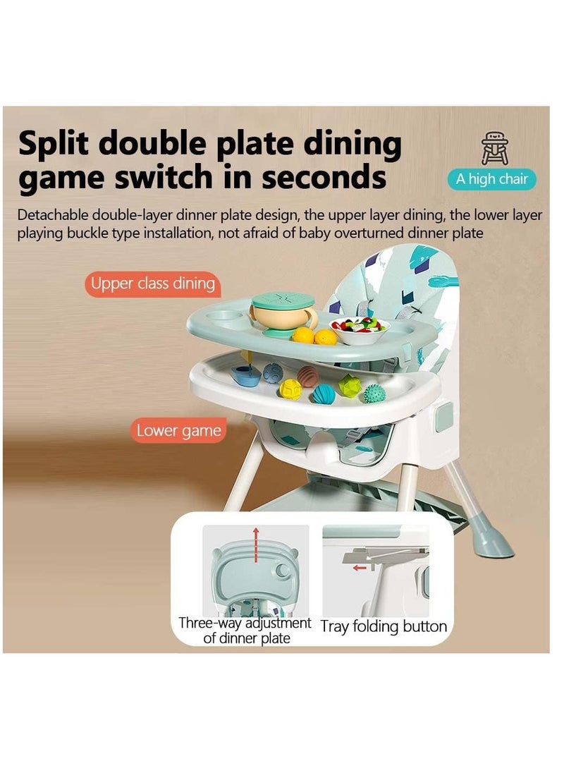 DMG TECH 6 in 1 Baby High Chair 3 Gear Adjustment for Backrest Rocking Horse Design Collapsible Two Tiered Dinner Plate Removable Seat 5 Point Safety Harness  - Image 4