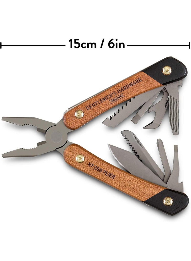 GGOOT Multitools No. 627 Wood Handled Plier Multi-Tool, 12-in-1, Titanium Finish - Image 4