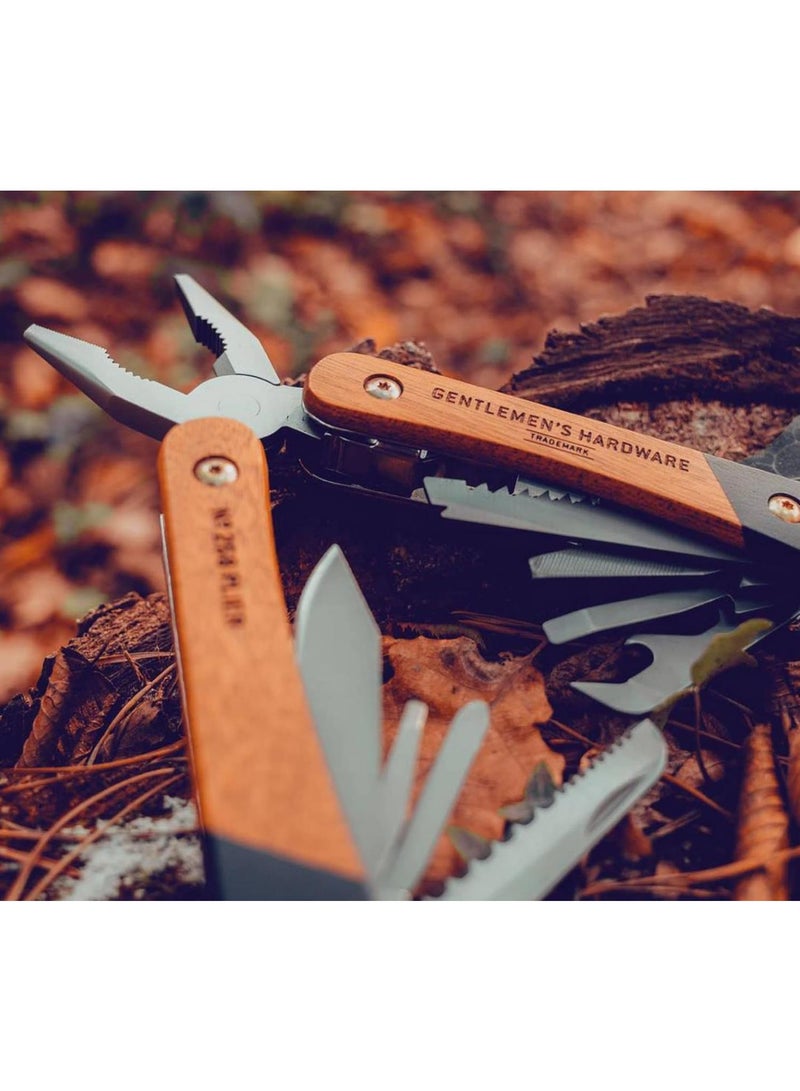 GGOOT Multitools No. 627 Wood Handled Plier Multi-Tool, 12-in-1, Titanium Finish - Image 2