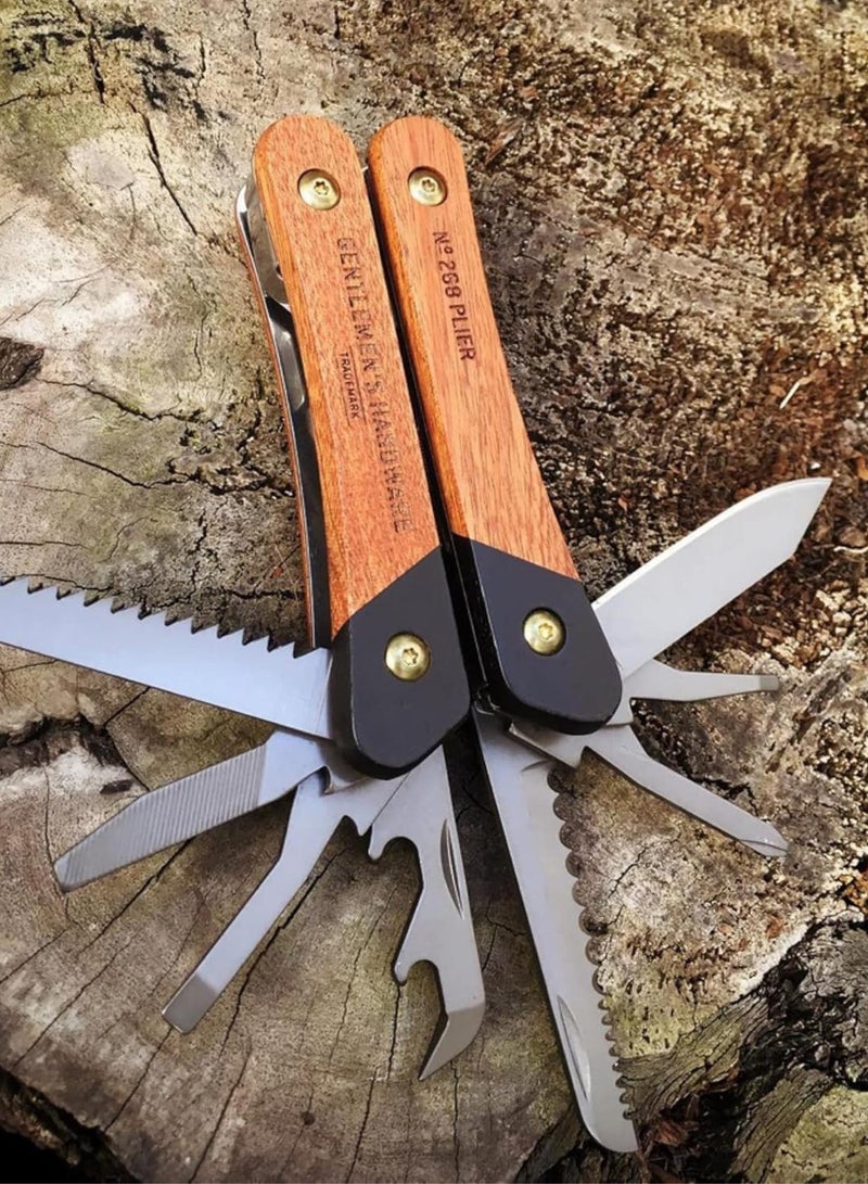 GGOOT Multitools No. 627 Wood Handled Plier Multi-Tool, 12-in-1, Titanium Finish - Image 3
