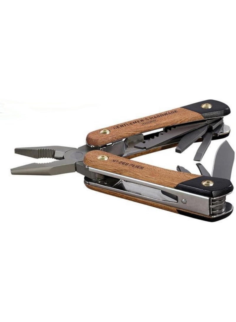GGOOT Multitools No. 627 Wood Handled Plier Multi-Tool, 12-in-1, Titanium Finish - Image 1