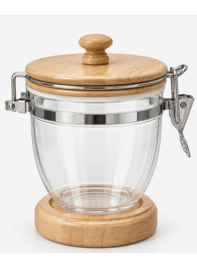 AKDC Acrylic and Wooden Canister with Clip Lid - 500ml - Image 3