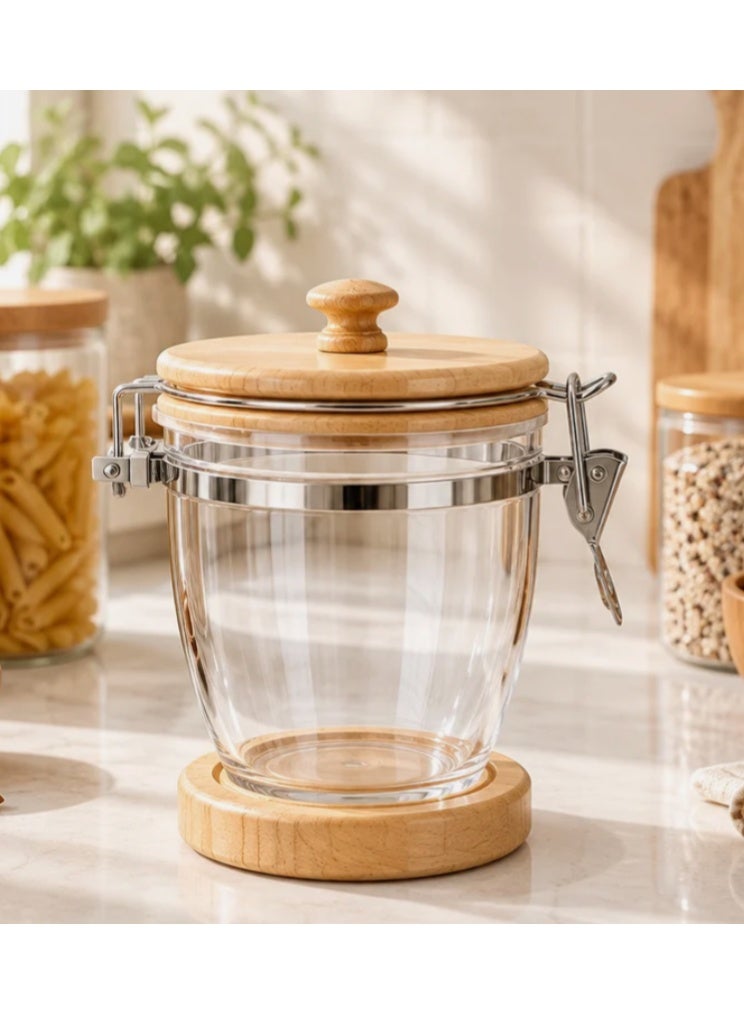 AKDC Acrylic and Wooden Canister with Clip Lid - 500ml - Image 2
