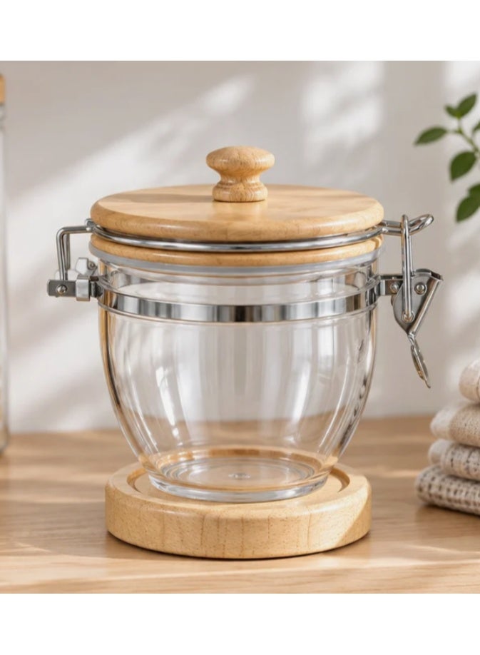 AKDC Acrylic and Wooden Canister with Clip Lid - 500ml - Image 1
