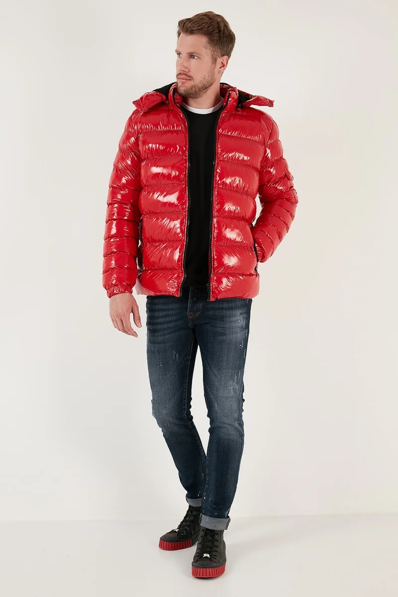 Buratti Slim Fit Removable Hooded Shiny Puffer Coat Men's Coat 649007
