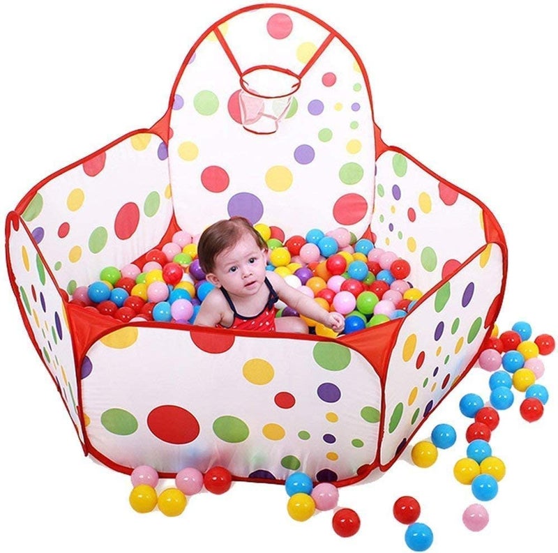 GURBIK Kids Dotted Activity Basketball Ball Pool for Kids, Play Tent House for 2+ Year Old Girls and Boys, Ball Pit for Kid, Spacious, Lightweight, Portable & Easy to Set Up (with 30 Balls) - Image 2