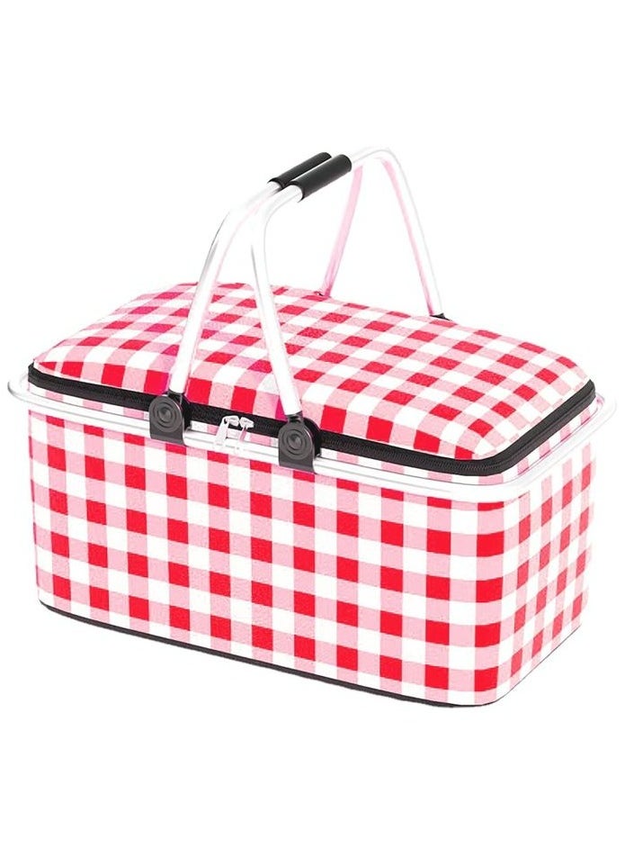 Generic - Insulated Picnic Basket, 30L Large Portable Collapsible Cool / Hot Bag - Red - Image 1