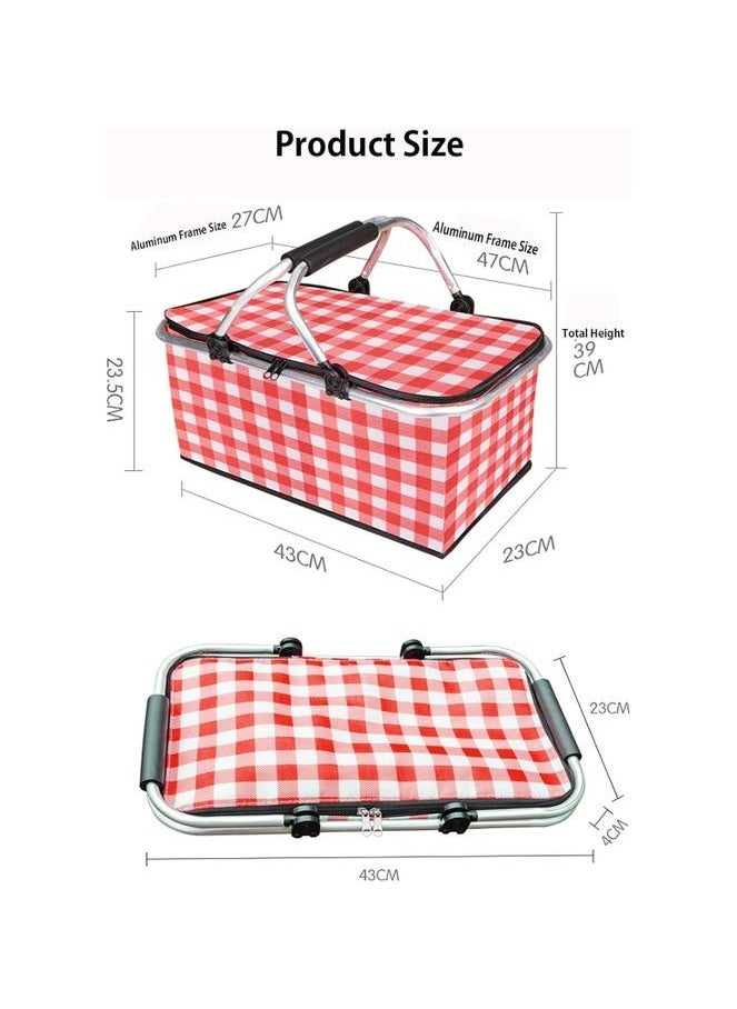 Generic - Insulated Picnic Basket, 30L Large Portable Collapsible Cool / Hot Bag - Red - Image 1