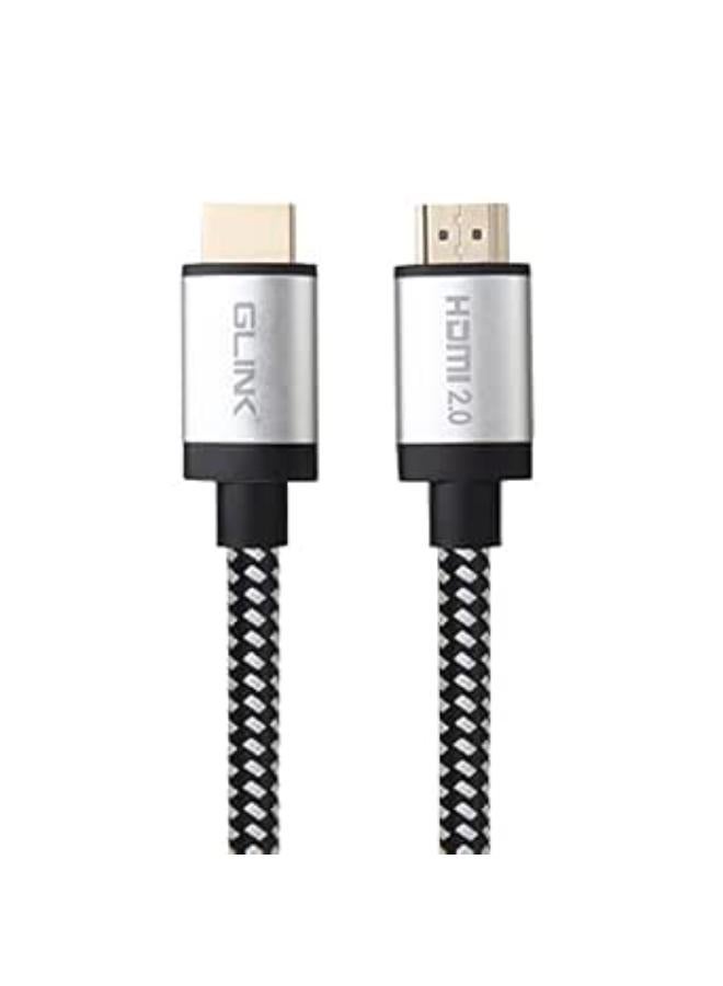 GLink GL-201 ULTRA 4K-HIGH SPEED HDMI CABLE 2.0V with Ethernet 18Gbps, Supports DOLBY, 3D, 4K@60Hz, HDCP 2.2, Audio return, Cotton Braided, Gold Plated Metal Connector (15M/50FT)