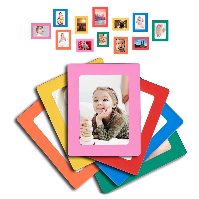 Raxwalker Raxwalker 4x6 Magnetic Picture Frames for Refrigerator 12Pack Magnet Photo Frame for Fridge Holds 35x5 25x35 Photos for Home Office School Lock StorageColorful 