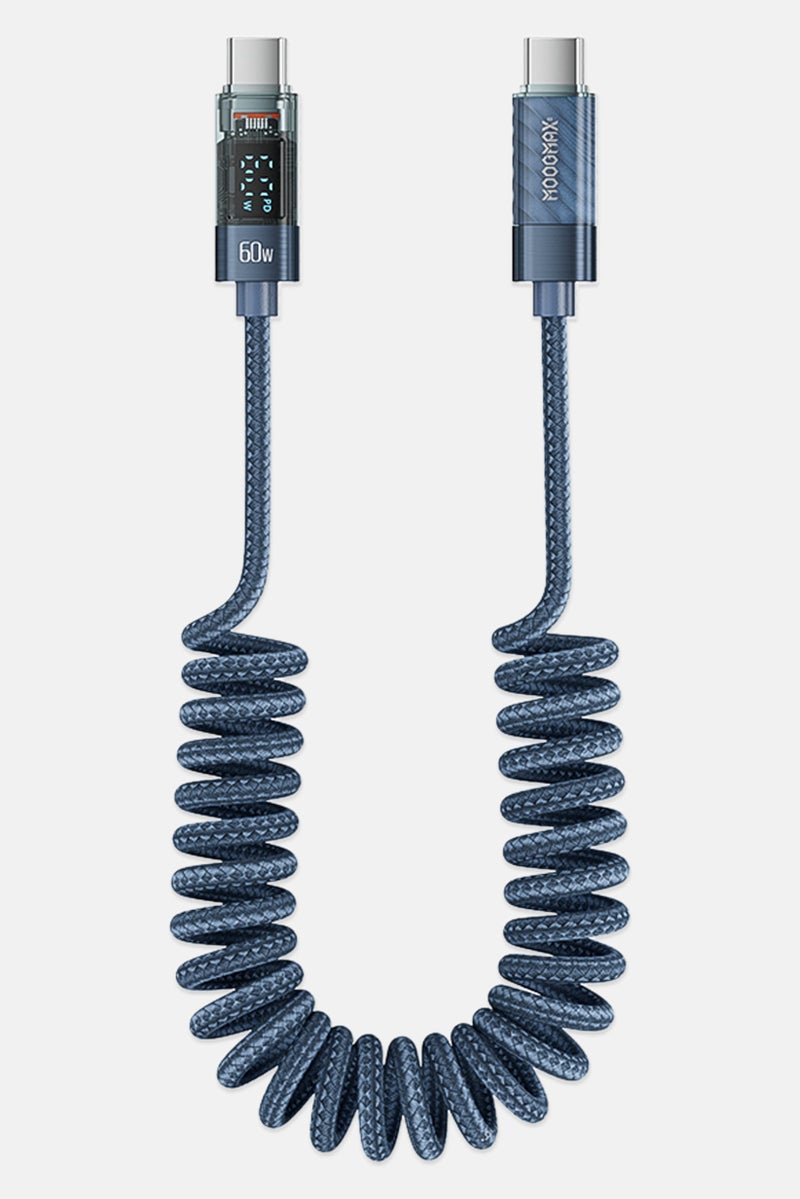 MOOGMAX MX063 Type C To Type C Spring Digital Display Data Cable, Navy - Image 3