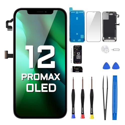DGSCSMY for iPhone 12 Pro Max Screen Replacement 6.7" LCD Display 3D Touch Digitizer Full Assembly with Ear Speaker Proximity Sensor Fix Repair Tools Kit Waterproof Adhesive A2411 A2342 A2410 - Image 1