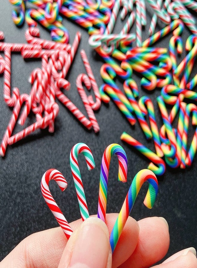 EHOPE 100Pcs Clay Candy Canes Red White Candy Canes Christmas Candy Cane Faux Candy Cane Christmas Stick Mini Polymer Soft Clay DIY Decoration for Nail Art Kit DIY Cake Food（3CM-Red +White） - Image 4