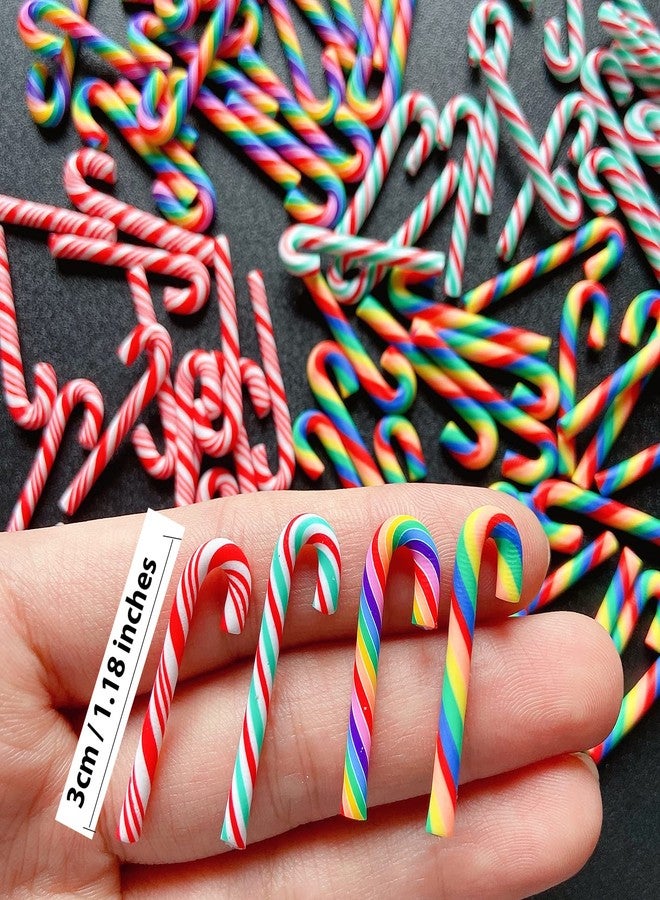 EHOPE 100Pcs Clay Candy Canes Red White Candy Canes Christmas Candy Cane Faux Candy Cane Christmas Stick Mini Polymer Soft Clay DIY Decoration for Nail Art Kit DIY Cake Food（3CM-Red +White） - Image 3