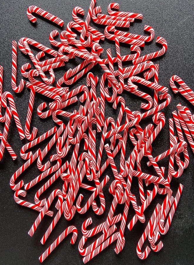 EHOPE 100Pcs Clay Candy Canes Red White Candy Canes Christmas Candy Cane Faux Candy Cane Christmas Stick Mini Polymer Soft Clay DIY Decoration for Nail Art Kit DIY Cake Food（3CM-Red +White） - Image 5