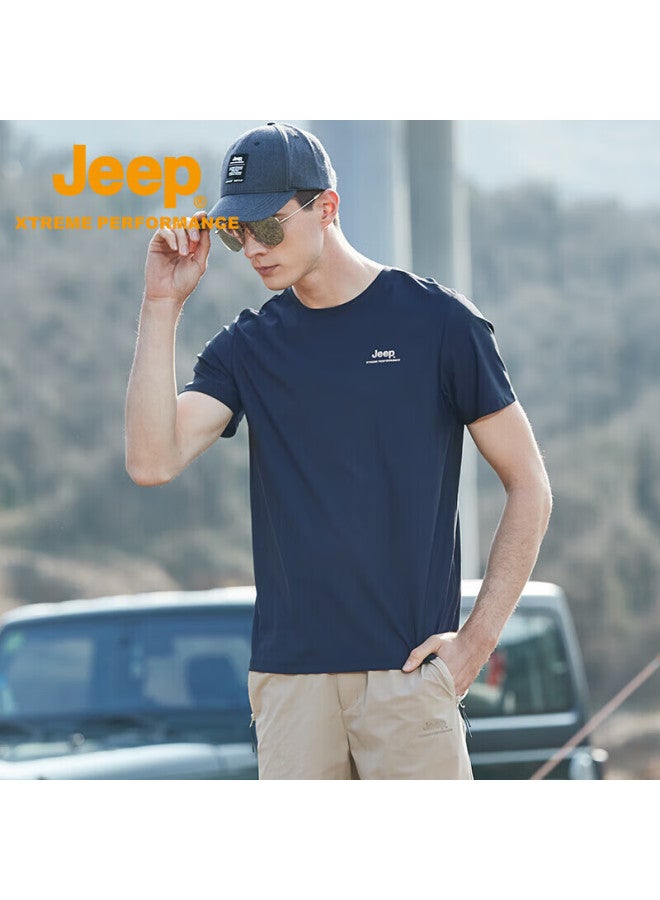 Jeep Jeep Men's Short-sleeve T-shirt, Outdoor Sports Breathable Quick-dry, Moisture-wicking Short-sleeve Top For Men, 565 Navy Blue 3xl  - Image 1