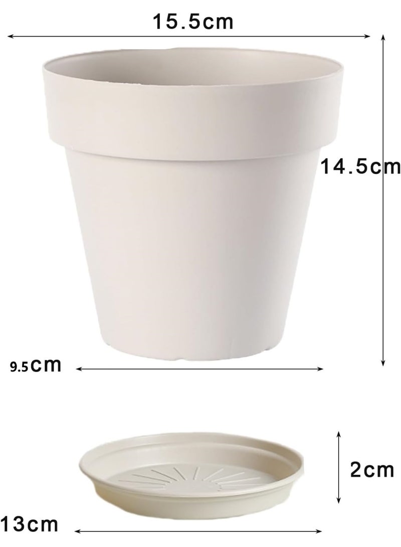NANAO وعاء زهور 6 عبوات وعاء زهور بلاستيكي 6" مزرعة نباتات زخرفية أوعية نباتات داخلية مستديرة مع صينية فتحة تصريف أوعية شتلات للبداية للمنزل والحديقة ومكتب الزهور والصبار - Image 5