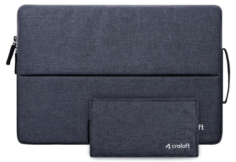 CRALOFT 14 Inch Laptop Sleeve Cover Bag with Charger Pouch – Water-Resistant Case for MacBook, Dell, HP, Lenovo – Ideal for Office & Travel Use (Grey_L25) - Image 1