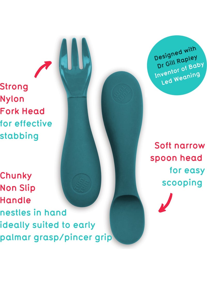 TUM TUM Boxed Silicone Spoon Fork Set Boris Bear  - Image 2