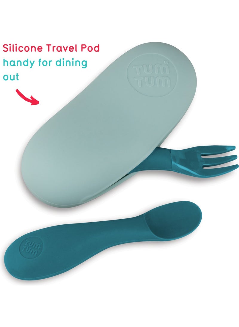 TUM TUM Boxed Silicone Spoon Fork Set Boris Bear  - Image 3