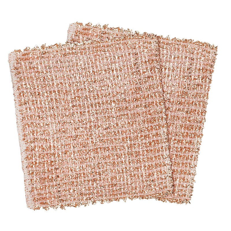 REDECKER 2Ply Woven Copper Scrubbing Cloth  Durable and NonAbrasive Scrubber Copper Cloth  Machine Washable Copper Pads  Copper Scouring Pads  Copper Cleaning Scrubs  Set of 2