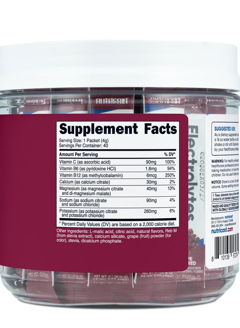 Nutricost Electrolytes Complex, Grape Flavored, 40 Stickpacks - Advanced Hydration Complex 40 Servings - Image 2