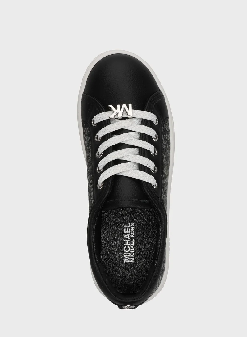 Michael Kors Youth Jem Monogram Low Top Lace Up Sneakers