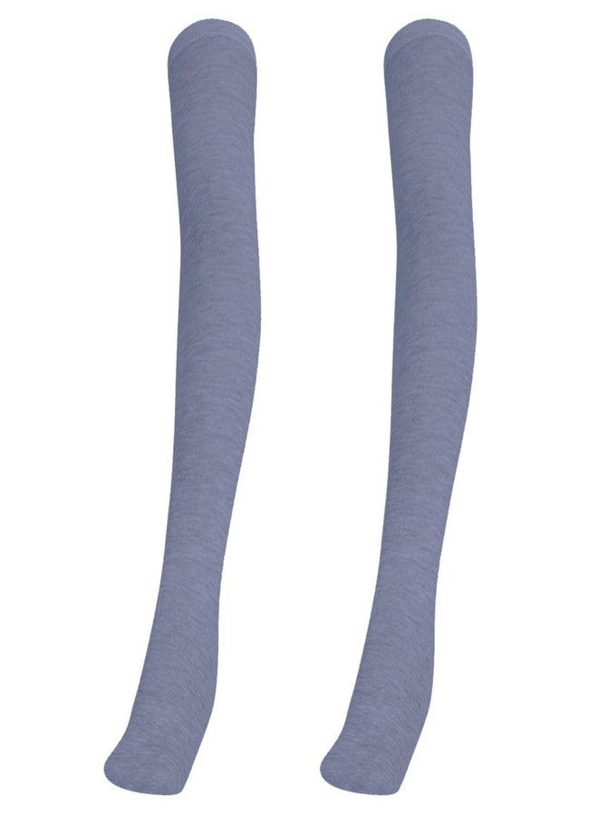 MUKHAKSH (Pack of 2 Pairs Girls Kids Cotton Thigh High Thigh Length upto the thigh Mid Thigh Long Grey Stocking Socks, 5-6 Years - Image 1