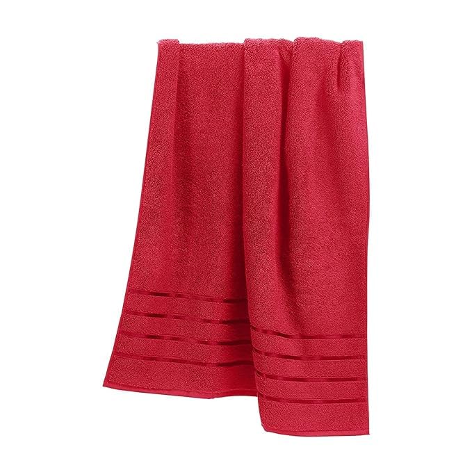 DRYHUG Bath Towel 1 Piece Bathroom Towel 100 Cotton Highly Absorbent Super Soft Soft and Plush 500 GSM RED - Image 1
