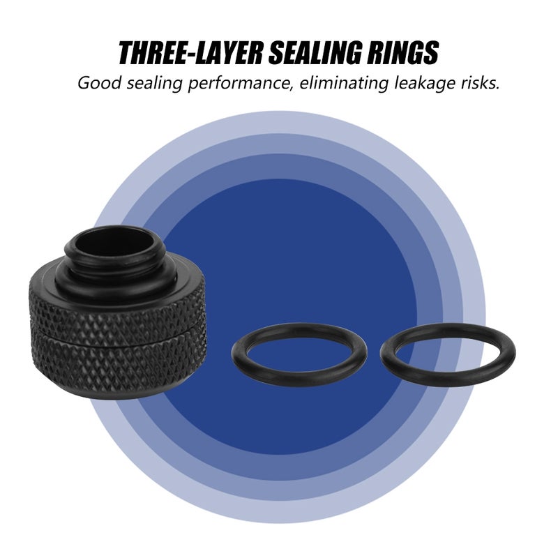 2 Pcs / Pack Water Cooling Compression Fitting for Rigid Acrylic Tube OD 14mm Black - Image 2