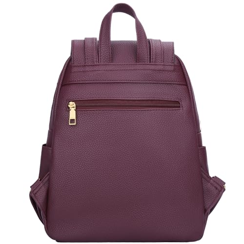 KKXIU Trendy Leather Backpack Purse for Women and Ladies Shoulder Travel Daypacks Bags (A-Wine) - Image 4