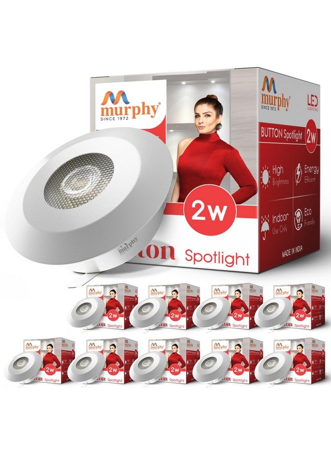MURPHY مصابيح سبوت LED زر مرفي 2 واط | عبوة من 10 | أبيض دافئ | إضاءة مزاجية فاخرة للمنزل والمكتب - Image 1